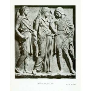  1904 Print Bas Relief Sculpture Orpheus Eurydice Villa 