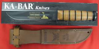 KA BAR Fighting Knife 9138 US Navy Iwo Jima Leather Gold Etched NEW 