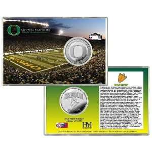  University of Oregon Autzen Stadium Silver Coin Card 
