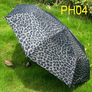Leopard Auto Open Compact Parasol Folding Umbrella Pbw  