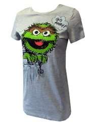 Sesame Street Oscar the Grouch GO AWAY Grey Tee Shirt for women