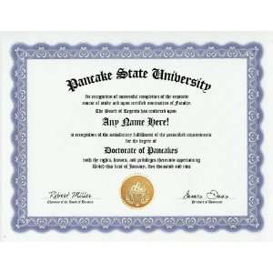  Pancakes Degree Custom Gag Diploma Doctorate Certificate 