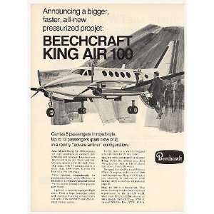  1969 Beechcraft King Air 100 Propjet Airplane Print Ad 