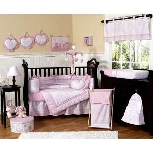  Toile Dot   Pink 9 Piece Crib Set Baby