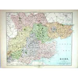   Map 1885 Essex England Chelmsford Southend Colchester