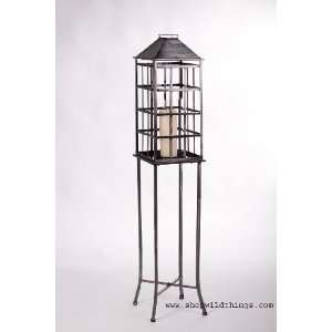   Standing Candle Lantern with Glass   Silver/Pewter: Home & Kitchen