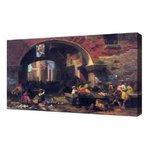 The Arc of Octavius, Roman Fish market by Bierstadt   Framed Canvas 