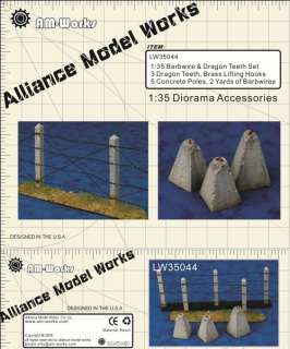 Alliance Model Works 1:35 Concrete Poles Barbed Wire Dragon Teeth 