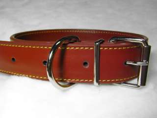 28 72cm Tan Leather Dog Collar Chrome Spike Extra Large Tough Strong 