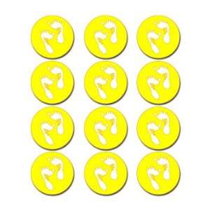 BABY FOOTPRINTS YELLOW   Sheet of 12   Sticker Decal   #S193