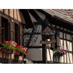  Timbered Buildings in Street, Turckheim, Haut Rhin, Alsace 