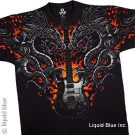 New FLAMES OF TWANG Dragons Guitar T Shirt  