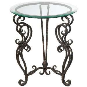  Josette Glass and Metal Accent Table