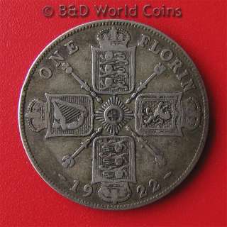 GREAT BRITAIN 1922 FLORIN 2 SHILLINGS SILVER GEORGE V  