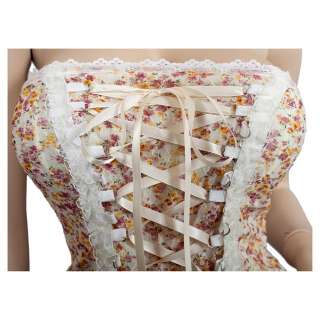 Plus Size Lace Overlay Corset Bustier Top White  