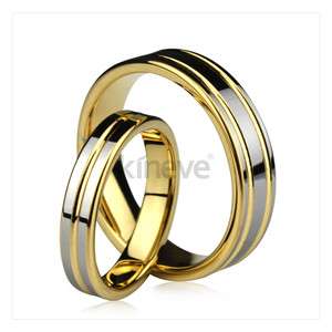 Tungsten Carbide Ring Gold Tone Engagement Wedding Bands Couple ring 