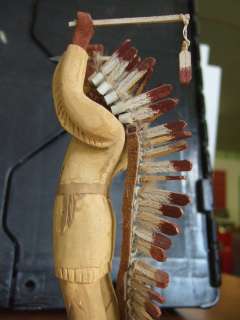 Folk Art Carved INDIAN Chief Oklahoma Artist Jackson !!  