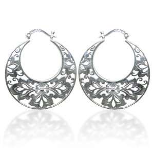   Bali Inspired Filigree Circle Hoop Earrings (1.4 Diameter) Jewelry