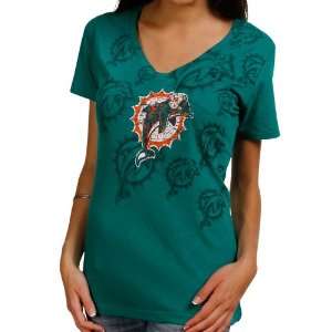   Womens D.L. Deep V Neck Aqua Short Sleeve Top