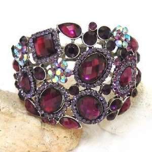  Purple Crystal Clustered Shapes Bangle 