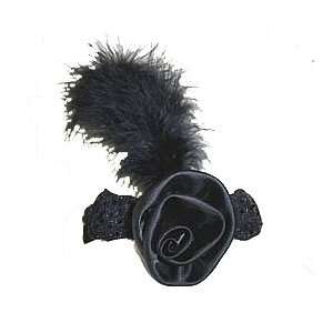  Black Flapper Feather and Rose Headband Toys & Games