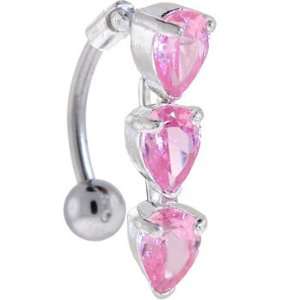  Reverse Dangle Pink Treasured Heart Belly Ring: Jewelry