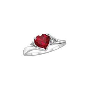  10kt. White Gold Heart Shaped Ruby Ring (Size 8.5 