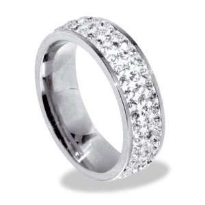 Luca Barra Ladies Ring in White Steel with White Cubic Zirconia, form 