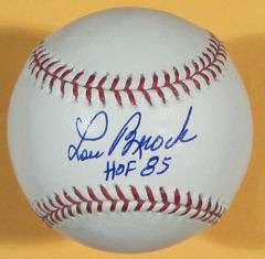   in blue pen by hall of famer lou brock he hepled the cardinals