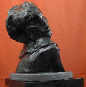 Bust of Crouching Woman Bronze Sculpture Signed Auguste Rodin  