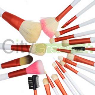 20 Pcs White Pro Cosmetic Eyeshadow Powder Makeup Brush Set + Pink 