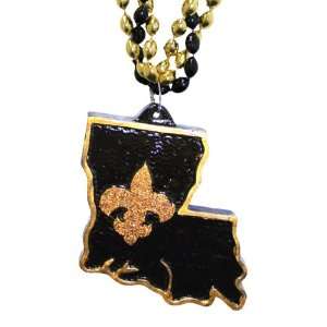  Black & Gold Fleur De Lis on Louisiana Map Medallion on 