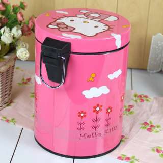 Hello Kitty Trash Can Waste Container Basket Garbage Refuse Bin 