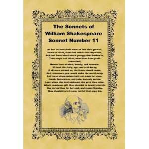   A4 Size Parchment Poster Shakespeare Sonnet Number 11