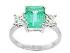 97ct Three Stone Colombian Emerald & Diamond Ring in 