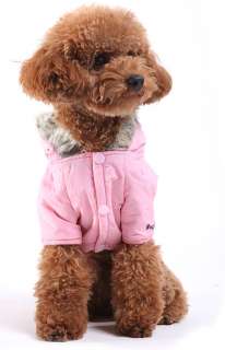 Pink Warm Coat Hoodie Jacket Dog Clothes Apparel new  