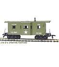 HO SCALE MODEL RAILROAD TRAINS LAYOUT US ARMY BAY WINDOW CABOOSE 