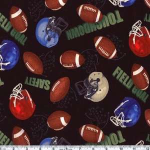  45 Wide Football Gear Black Fabric By The Yard: Arts 