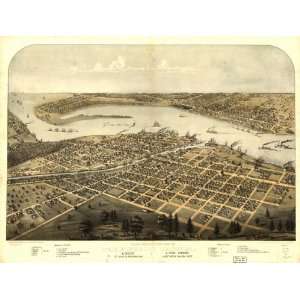 1867 map of city of Port Huron, Sarnia & Gratiot, Michigan:  