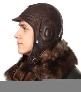John Douglas Flight Aviation Pilot Leather Helmet Sheepskin Aviator 