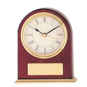  5 Inch Desk Clock Brass & High Gloss Piano Finish Rosewood 