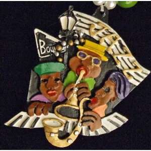 Bourbon Street Sign Jazz Beads Necklace New Orleans Mardi Gras Spring 
