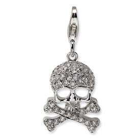Sterling Silver CZ Key with Lobster Clasp Charm  