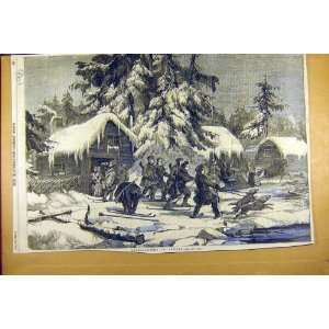  1856 Bear Hunting Sweden Hunt Shooting Old Print: Home 