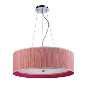  Le Triumph 5 Light Pendant In Polished Chrome   Pink Shade 