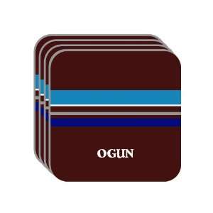 Personal Name Gift   OGUN Set of 4 Mini Mousepad Coasters (blue 