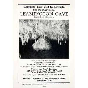 1947 Ad Leamington Cave Hamilton Bermuda Geology Plantation Club 