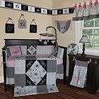 Baby Boutique Black White Pink 15 PC Baby Crib Bedding Nursery Set