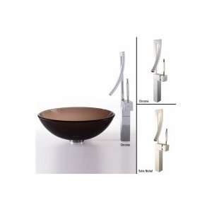   Brown Glass Vessel Sink and Millennium Faucet C GV 103 12mm 1200CH