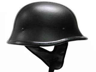 German Black Leather Motorcycle Half Helmet +Goggles~XL  
